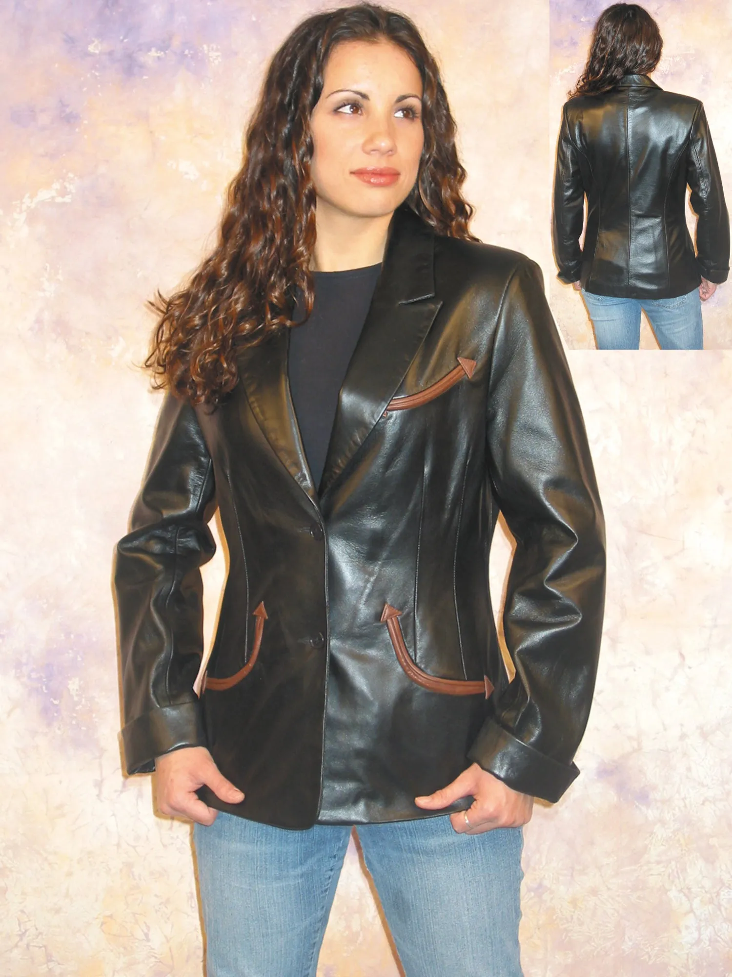 Subtle design Relaxed Style Scully Womens Black Lamb Leather Belmont Jacket