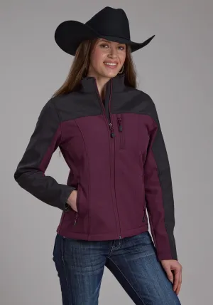 Edgy Trend Roper Womens Technical Pieced Wine/Gray Polyester Softshell Jacket Non Irritating Inner Lining Roper Womens Technical Pieced Wine/Gray Polyester Softshell Jacket