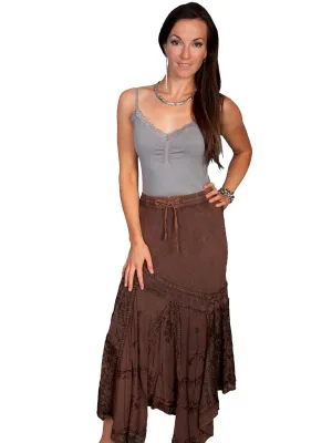 Edgy Wear Scully Honey Creek Womens Multi-Fabric Skirt Copper 100% Rayon Long Spring Attire Thermal Regulating Fabric Scully Honey Creek Womens Multi-Fabric Skirt Copper 100% Rayon Long