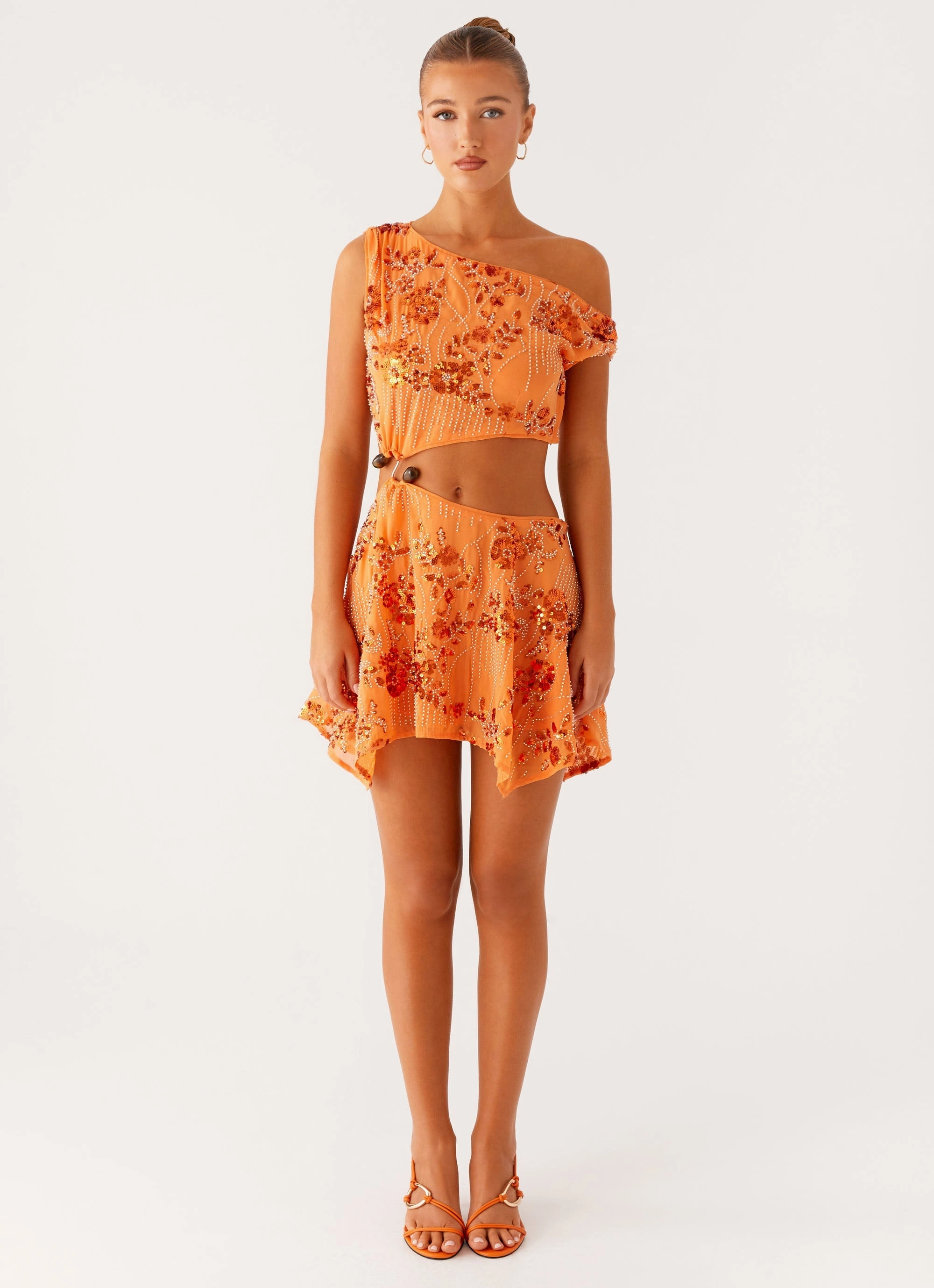 Aletta Sequin Mini Dress - Orange Insulating-Lining Sporty-Look