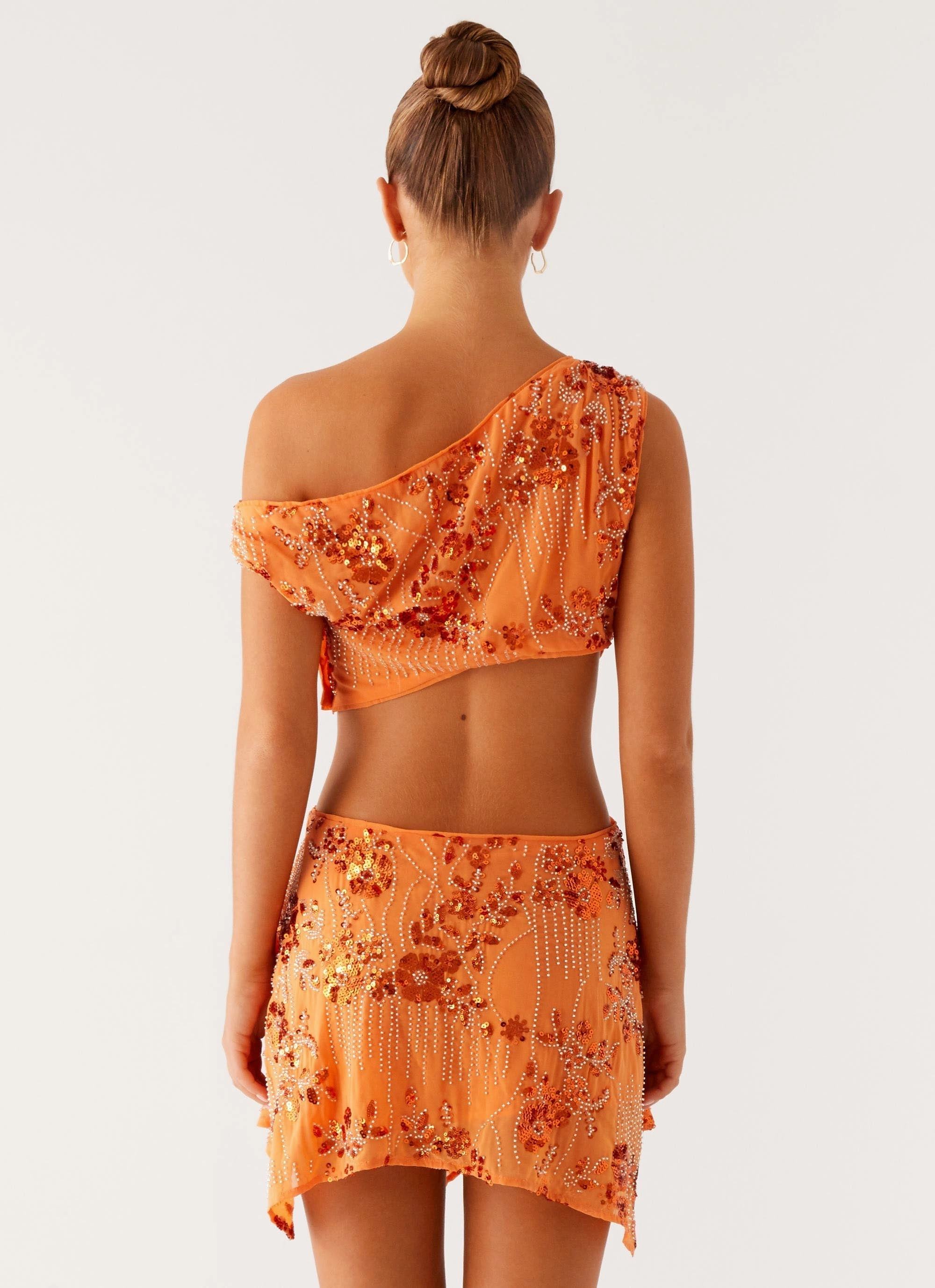 Aletta Sequin Mini Dress - Orange Nordic Plain