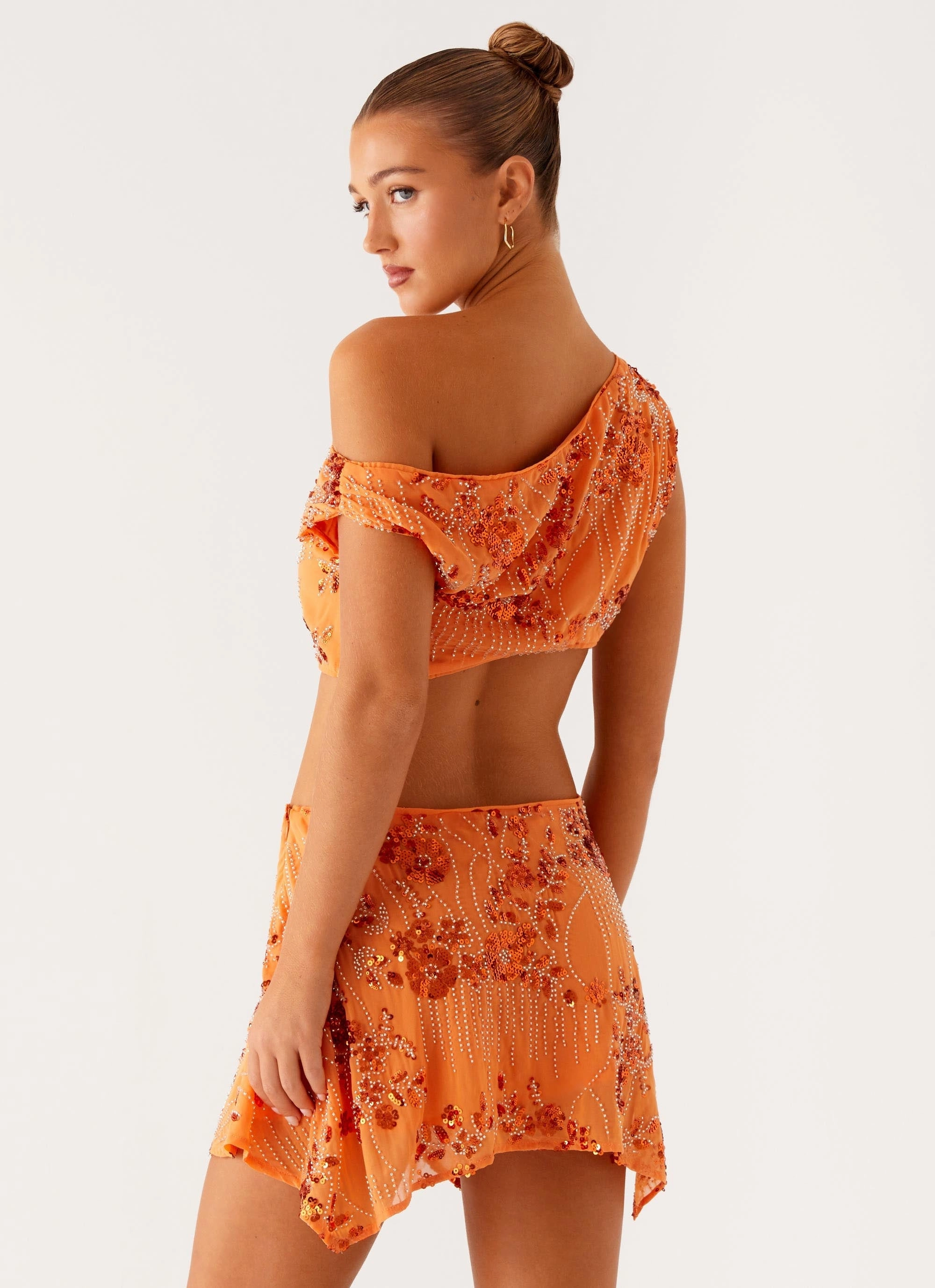 Dreamy Simplicity Aletta Sequin Mini Dress - Orange