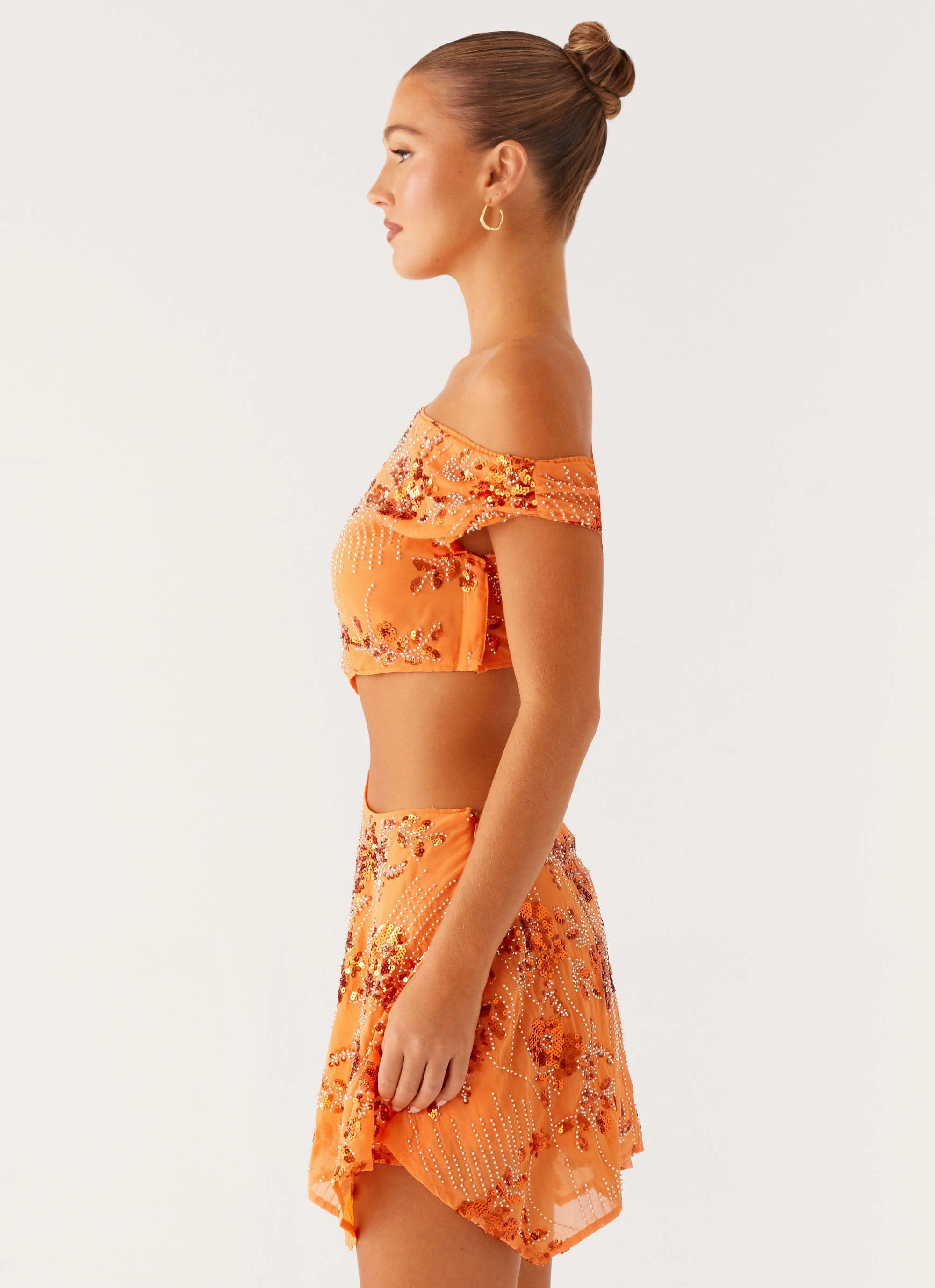 All-Season Comfort Aletta Sequin Mini Dress - Orange