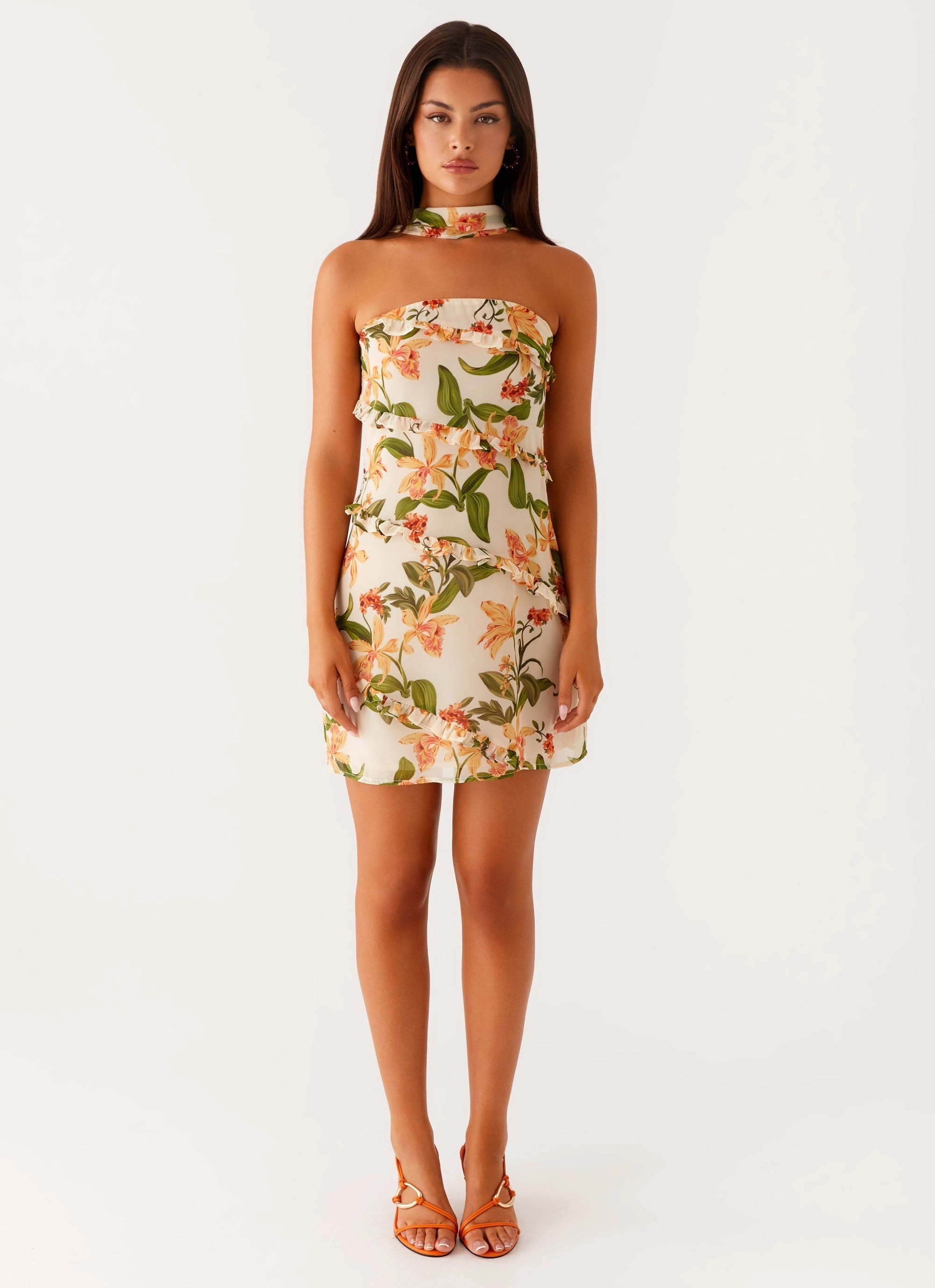 Edwina Strapless Mini Dress - Floral Print Timeless Look Wear
