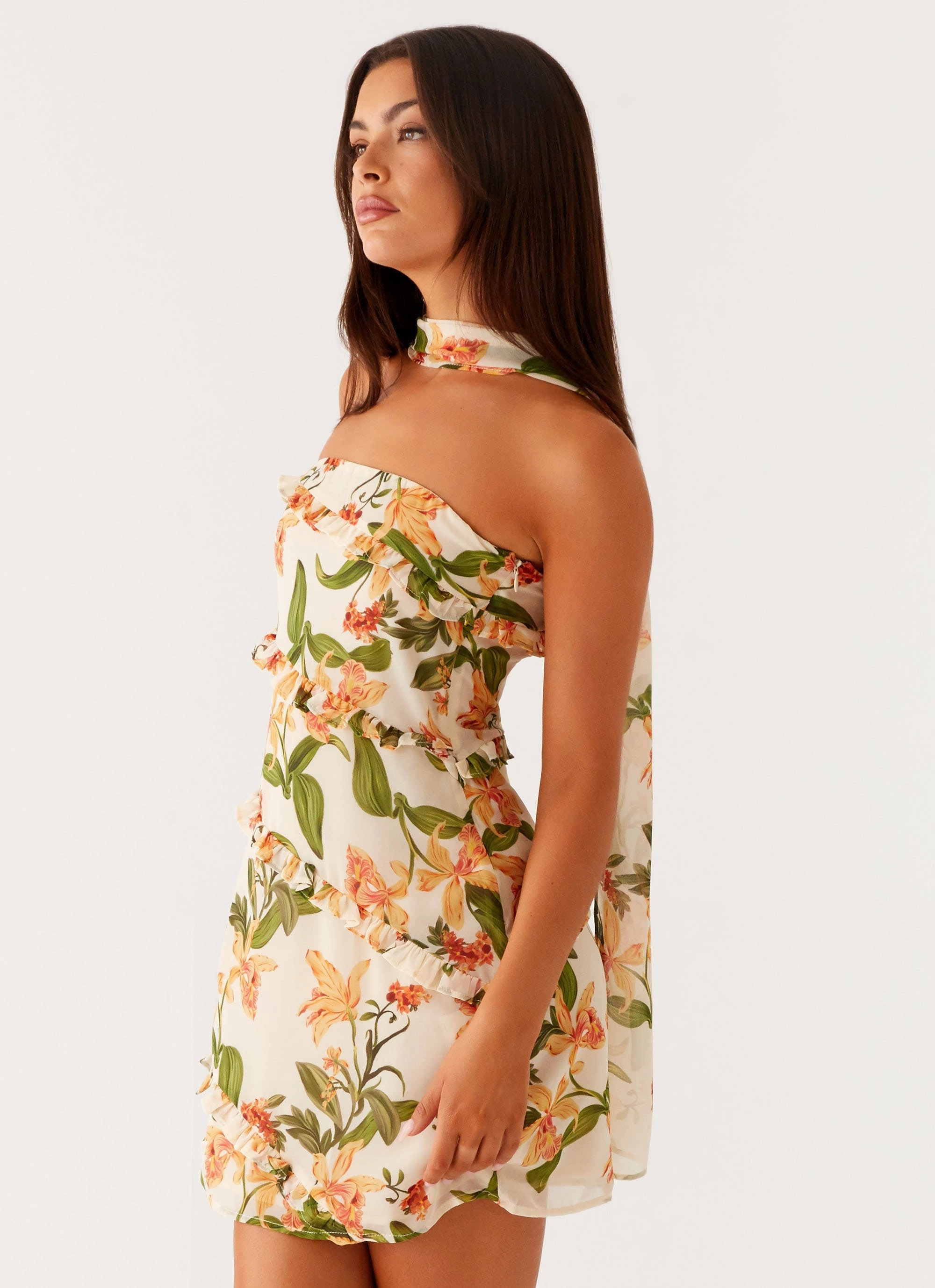 Edwina Strapless Mini Dress - Floral Print Relaxed and Effortless