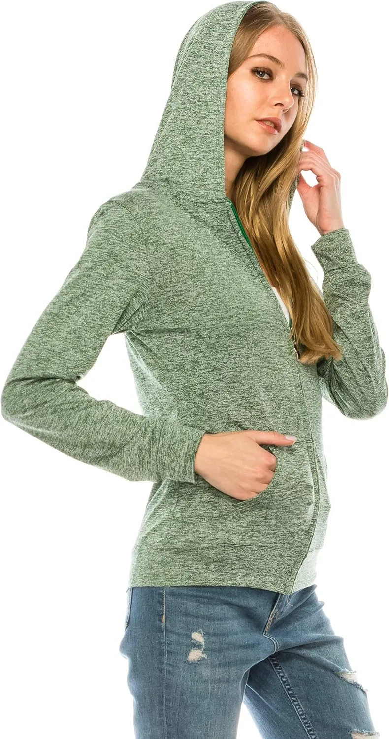 Eevee Women's Full Zip Hoodie - Lightweight Jacket Active Sweater Hooded Sweatshirt Slim Fitting Yoga Activewear
