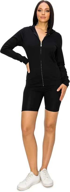 Eevee Women's Full Zip Hoodie - Lightweight Jacket Active Sweater Hooded Sweatshirt Slim Fitting Yoga Activewear