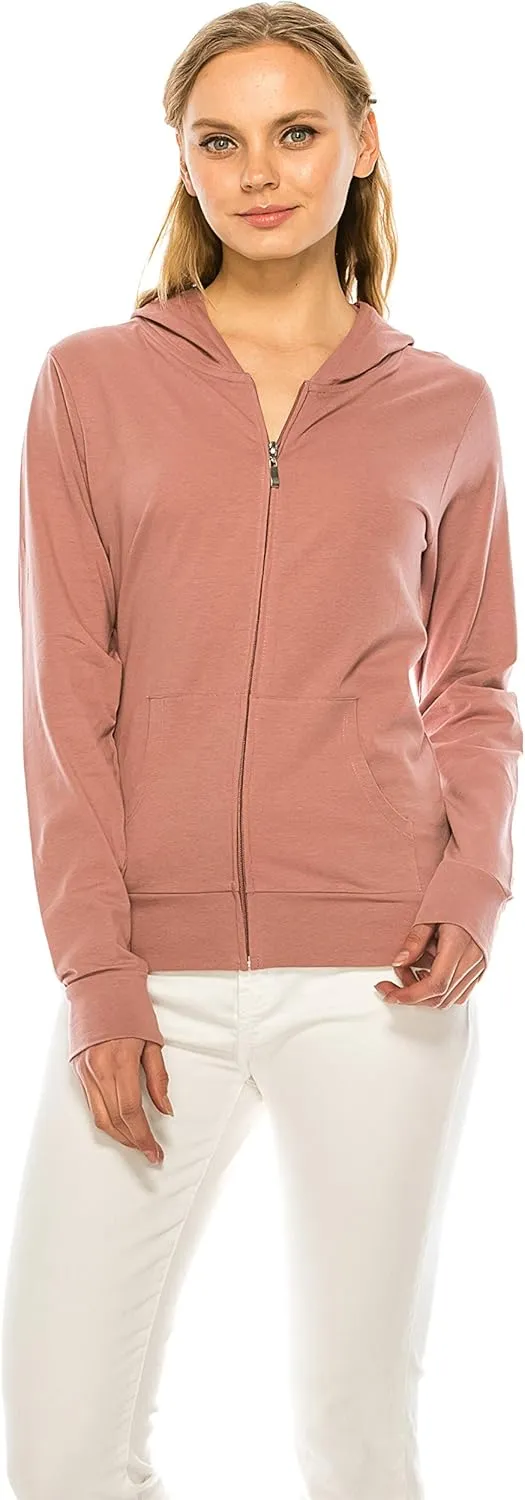 Eevee Women's Full Zip Hoodie - Lightweight Jacket Active Sweater Hooded Sweatshirt Slim Fitting Yoga Activewear