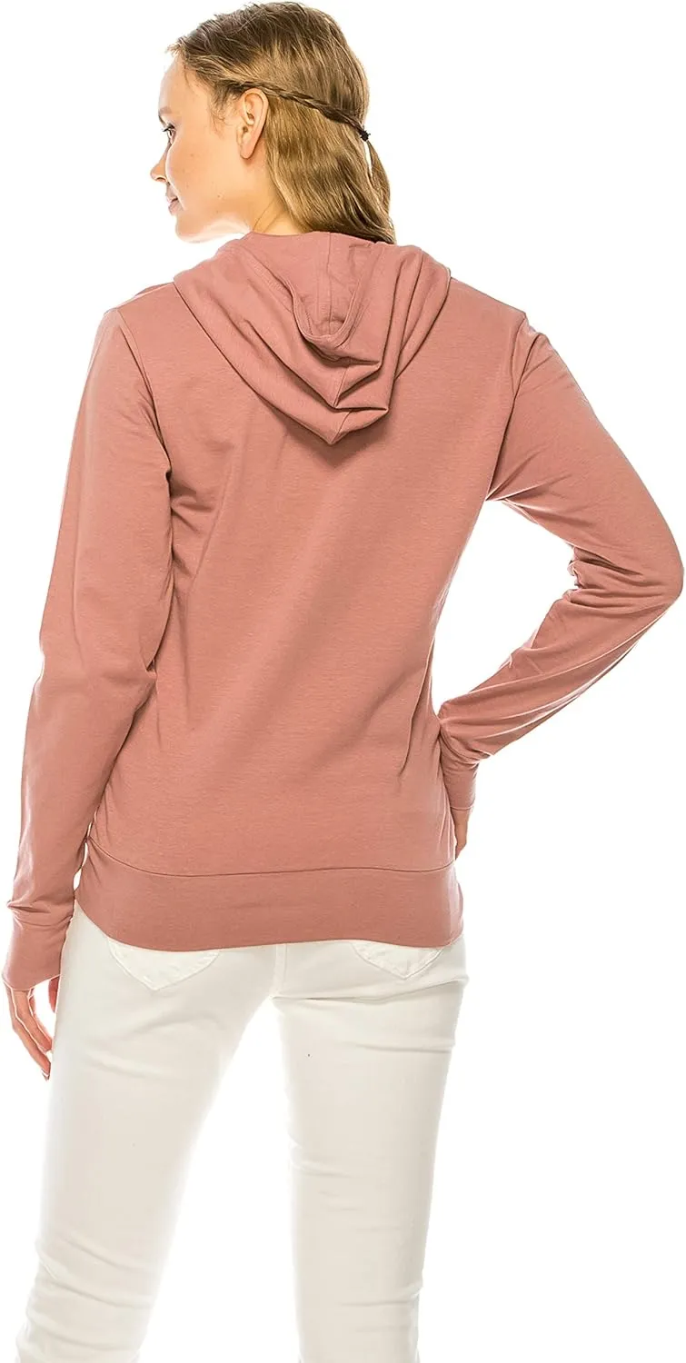 Eevee Women's Full Zip Hoodie - Lightweight Jacket Active Sweater Hooded Sweatshirt Slim Fitting Yoga Activewear