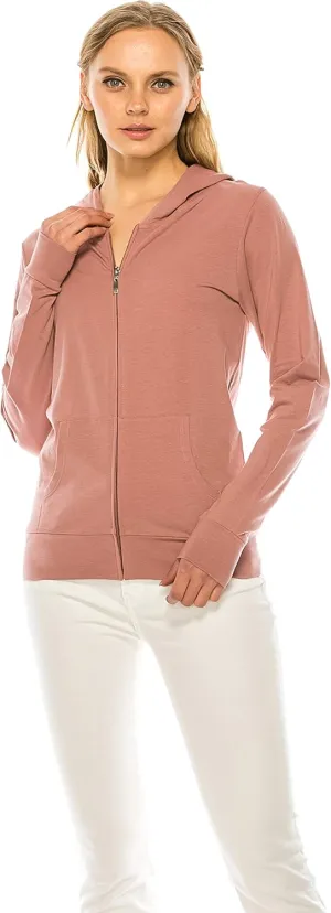 Eevee Women's Full Zip Hoodie - Lightweight Jacket Active Sweater Hooded Sweatshirt Slim Fitting Yoga Activewear