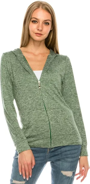 Eevee Women's Full Zip Hoodie - Lightweight Jacket Active Sweater Hooded Sweatshirt Slim Fitting Yoga Activewear