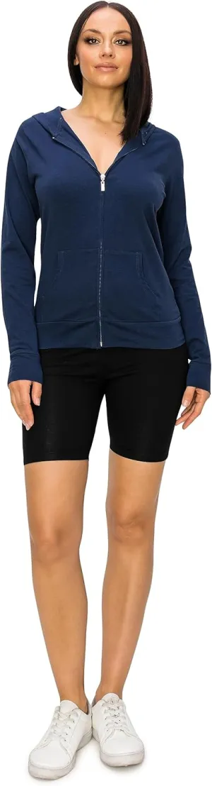 Eevee Women's Full Zip Hoodie - Lightweight Jacket Active Sweater Hooded Sweatshirt Slim Fitting Yoga Activewear