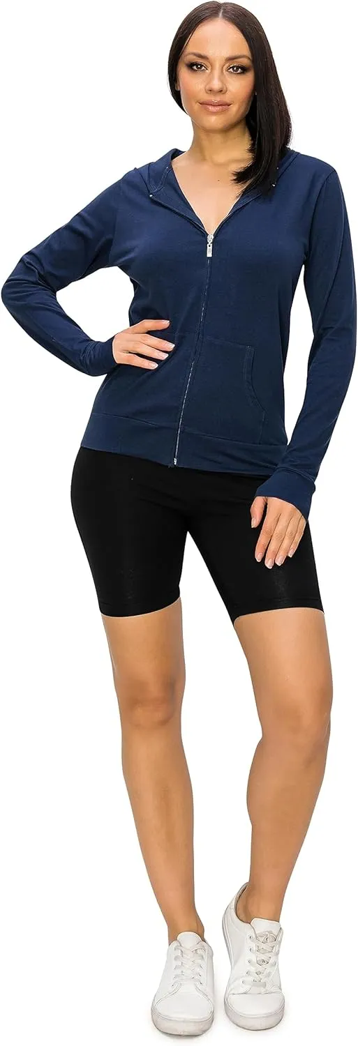Eevee Women's Full Zip Hoodie - Lightweight Jacket Active Sweater Hooded Sweatshirt Slim Fitting Yoga Activewear