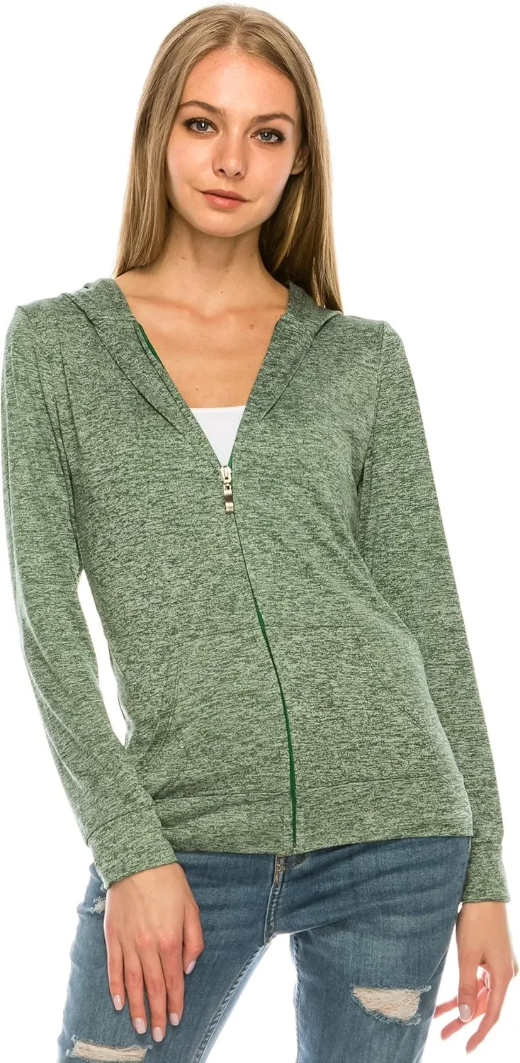 Eevee Women's Full Zip Hoodie - Lightweight Jacket Active Sweater Hooded Sweatshirt Slim Fitting Yoga Activewear