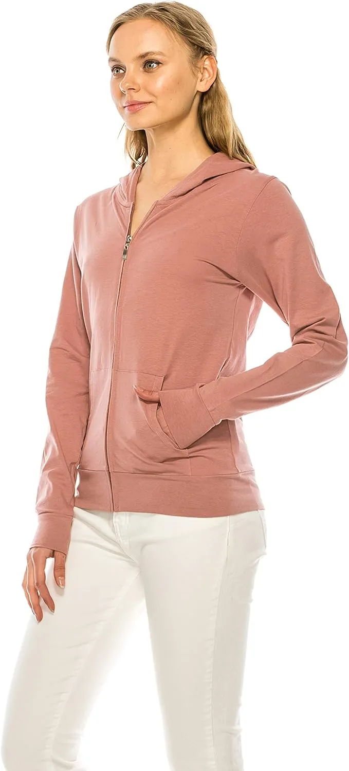 Eevee Women's Full Zip Hoodie - Lightweight Jacket Active Sweater Hooded Sweatshirt Slim Fitting Yoga Activewear