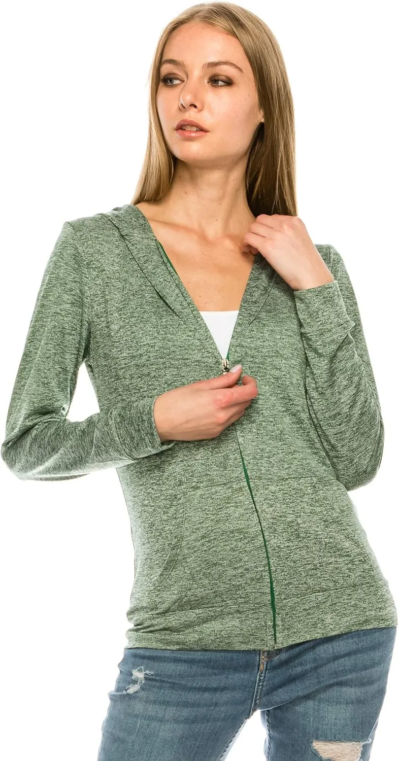 Eevee Women's Full Zip Hoodie - Lightweight Jacket Active Sweater Hooded Sweatshirt Slim Fitting Yoga Activewear