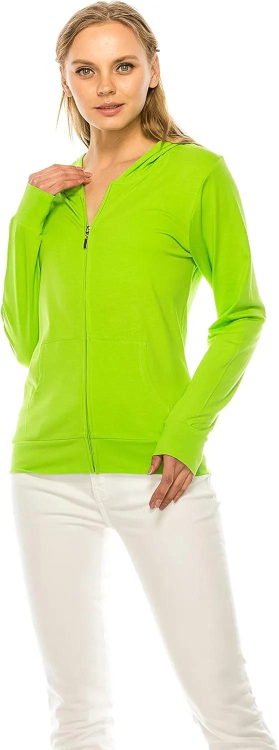 Eevee Women's Full Zip Hoodie - Lightweight Jacket Active Sweater Hooded Sweatshirt Slim Fitting Yoga Activewear