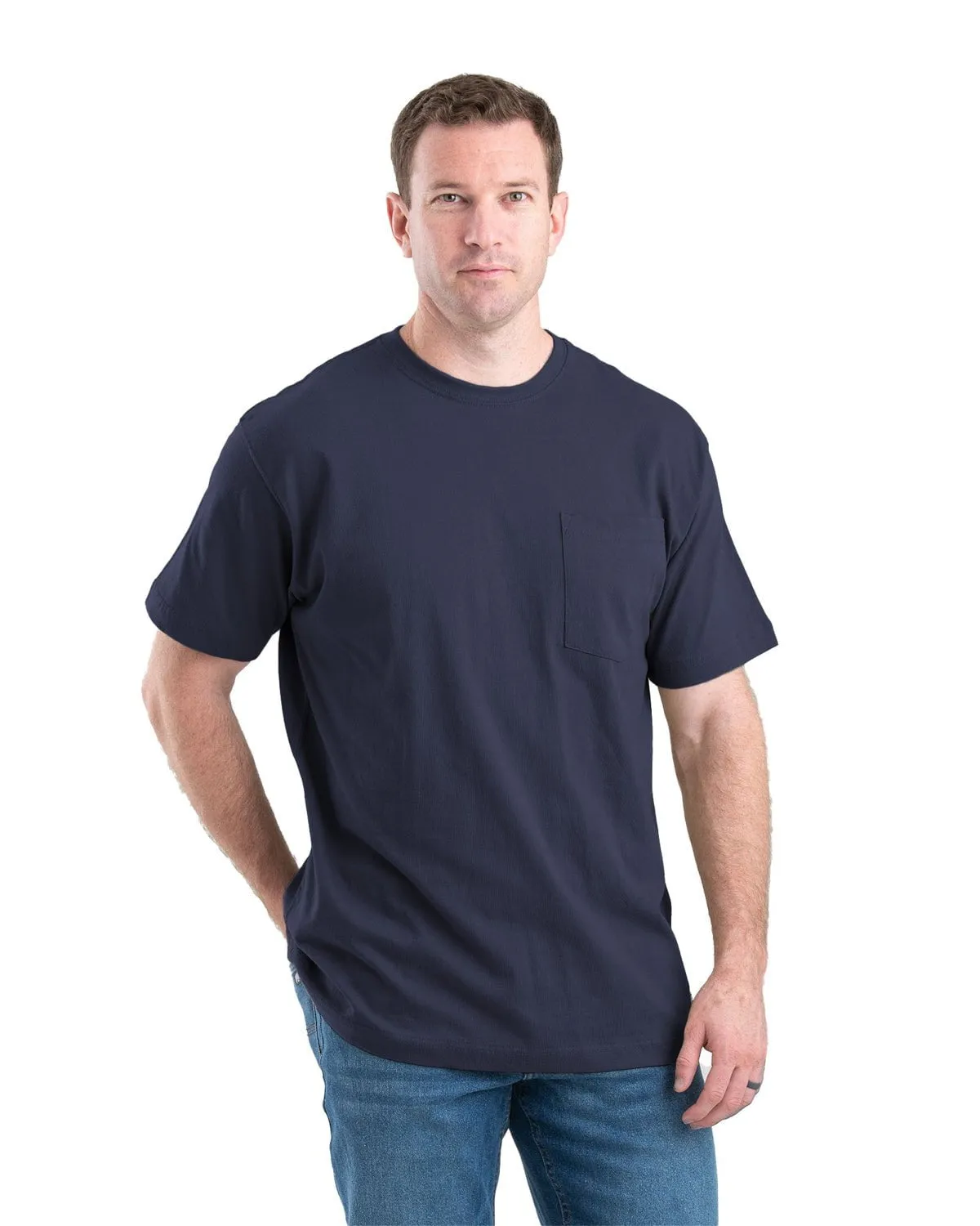 Fade Resistant Formula Berne Apparel Mens Heavyweight Pocket Tee Navy 100% Cotton S/S T-Shirt