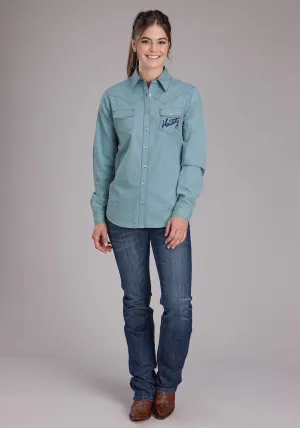 Effortless Style Roper Womens Howdy Fringe Western Light Blue 100% Cotton L/S Blouse Roper Womens Howdy Fringe Western Light Blue 100% Cotton L/S Blouse Subtle pattern Versatile Layering Piece