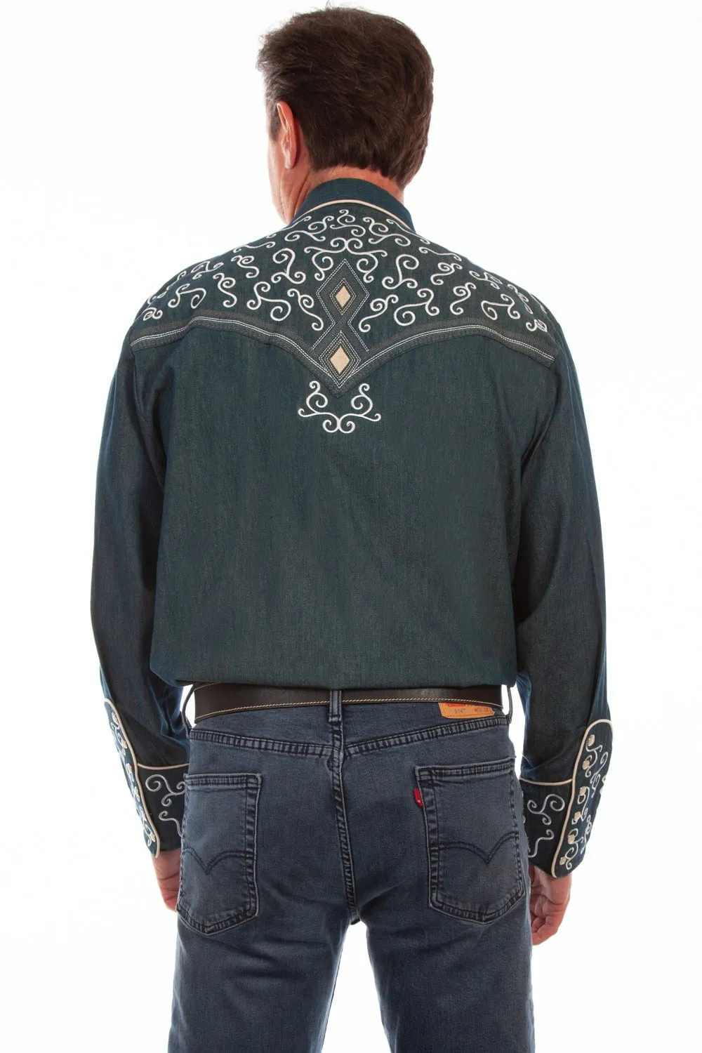 Sporty Layer Scully Mens Denim 100% Cotton Curly Diamond L/S Shirt