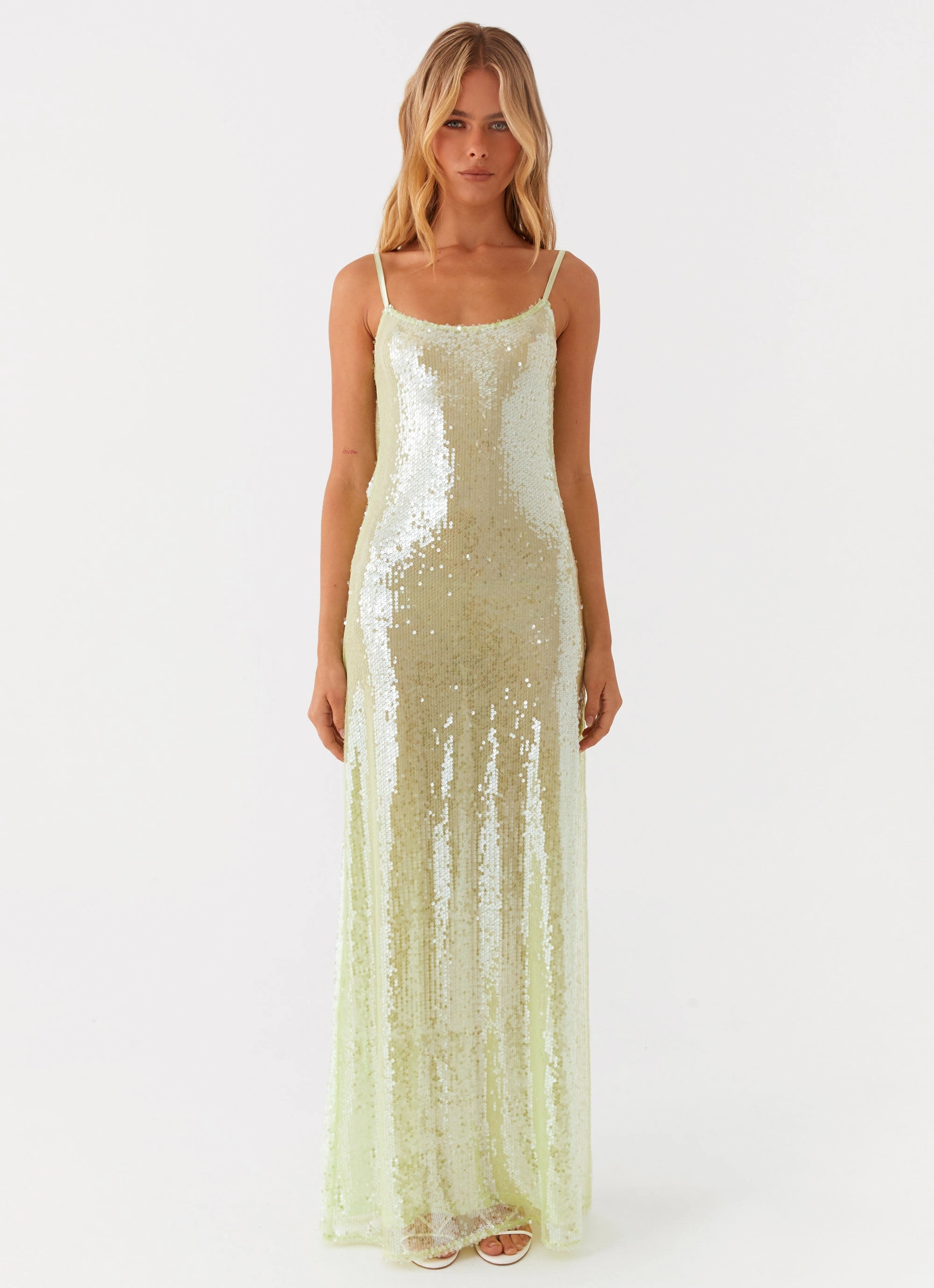 Higher Level Sequin Maxi Dress - Mint Dreamy Texture Fashion Fit