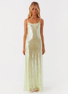 Effortless Comfort Wear Higher Level Sequin Maxi Dress - Mint Higher Level Sequin Maxi Dress - Mint Dreamy Texture Fashion Fit