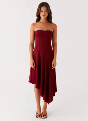 Effortless Layering Matisse Midi Dress - Red Matisse Midi Dress - Red Airy Drape