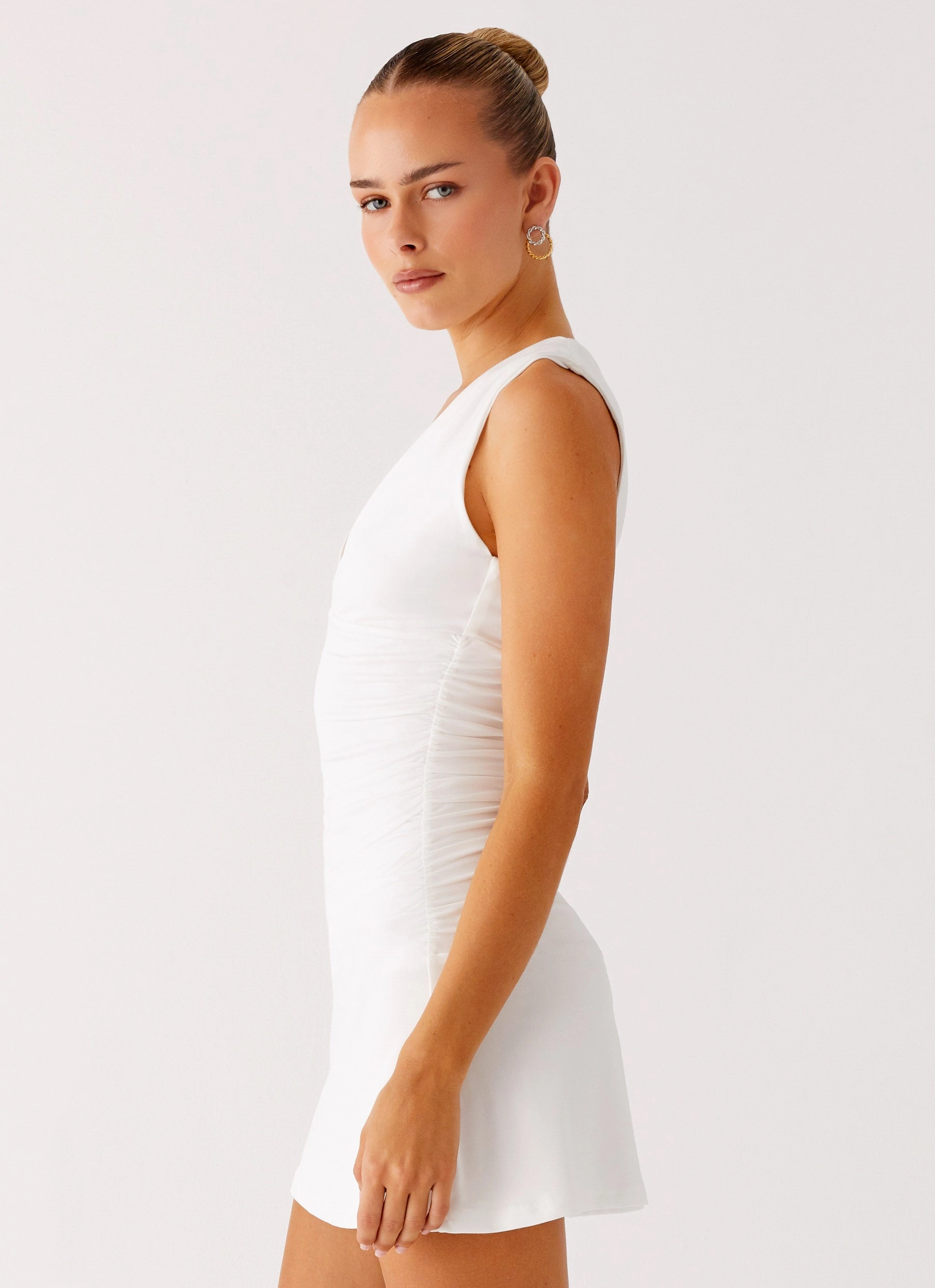 Fashionable And Functional Cherry Sky Mini Dress - White