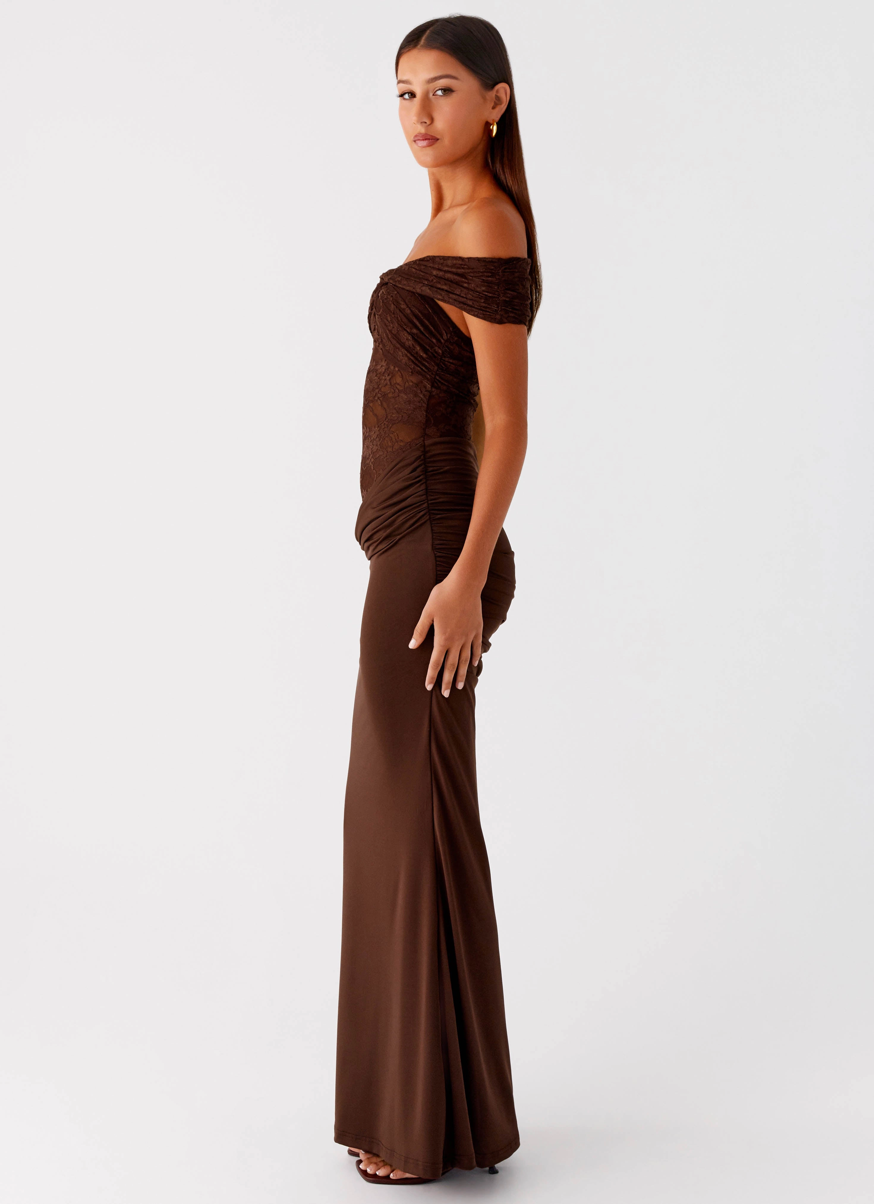 Either Way Maxi Dress - Chocolate Statement Neck