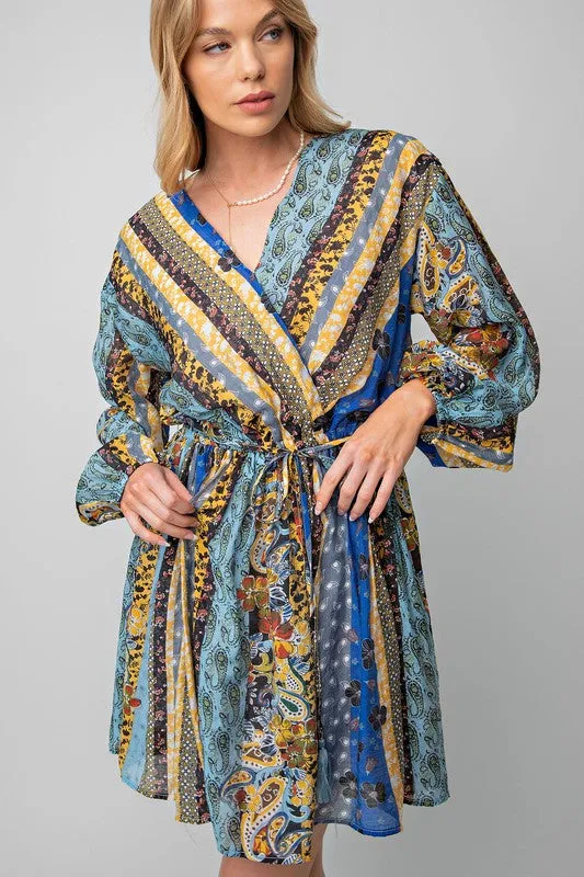 ContrastStitching MANDY PRINTED COTTON VOILE SURPLUS DRESS
