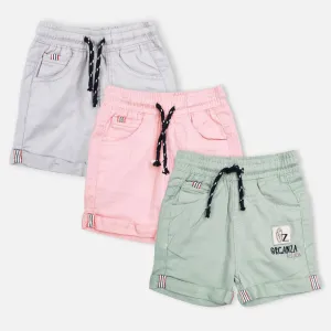 Elasticated Waist Shorts- Grey, Peach & Green