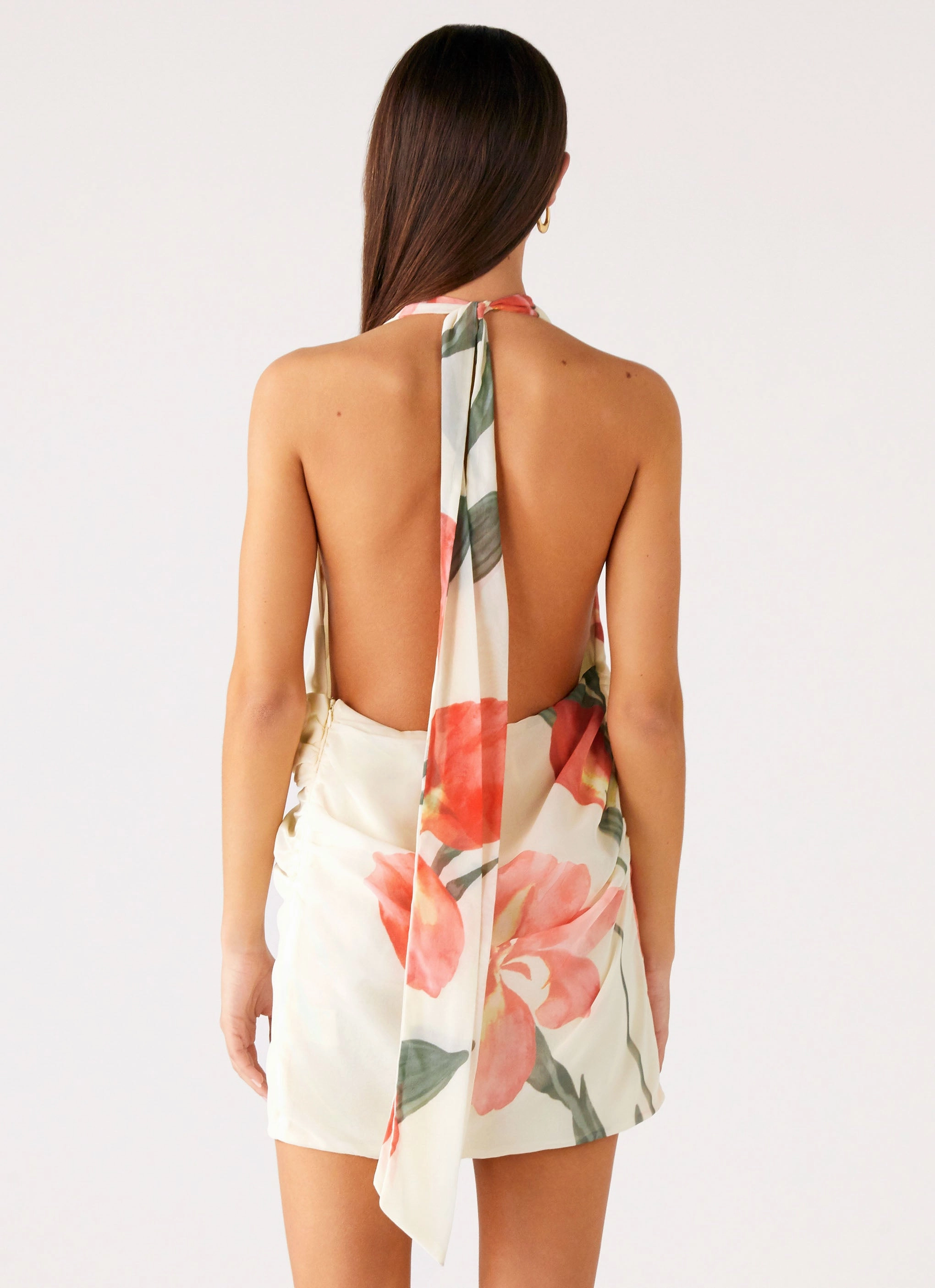 Crisp Detail Eleanora Plunge Mini Dress - Siena Floral