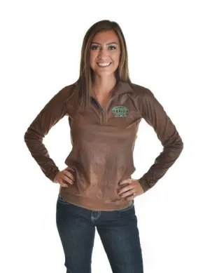 Elegant Energy Cowgirl Tuff Womens Quarter Zip Cadet Brown Faux Leather Athletic Shell Jacket Cowgirl Tuff Womens Quarter Zip Cadet Brown Faux Leather Athletic Shell Jacket Clean Detail