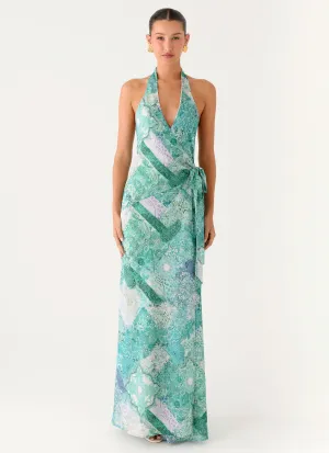 Elegant Lines So Chic Maxi Dress - Green Paisley Comfortable fit for outings So Chic Maxi Dress - Green Paisley