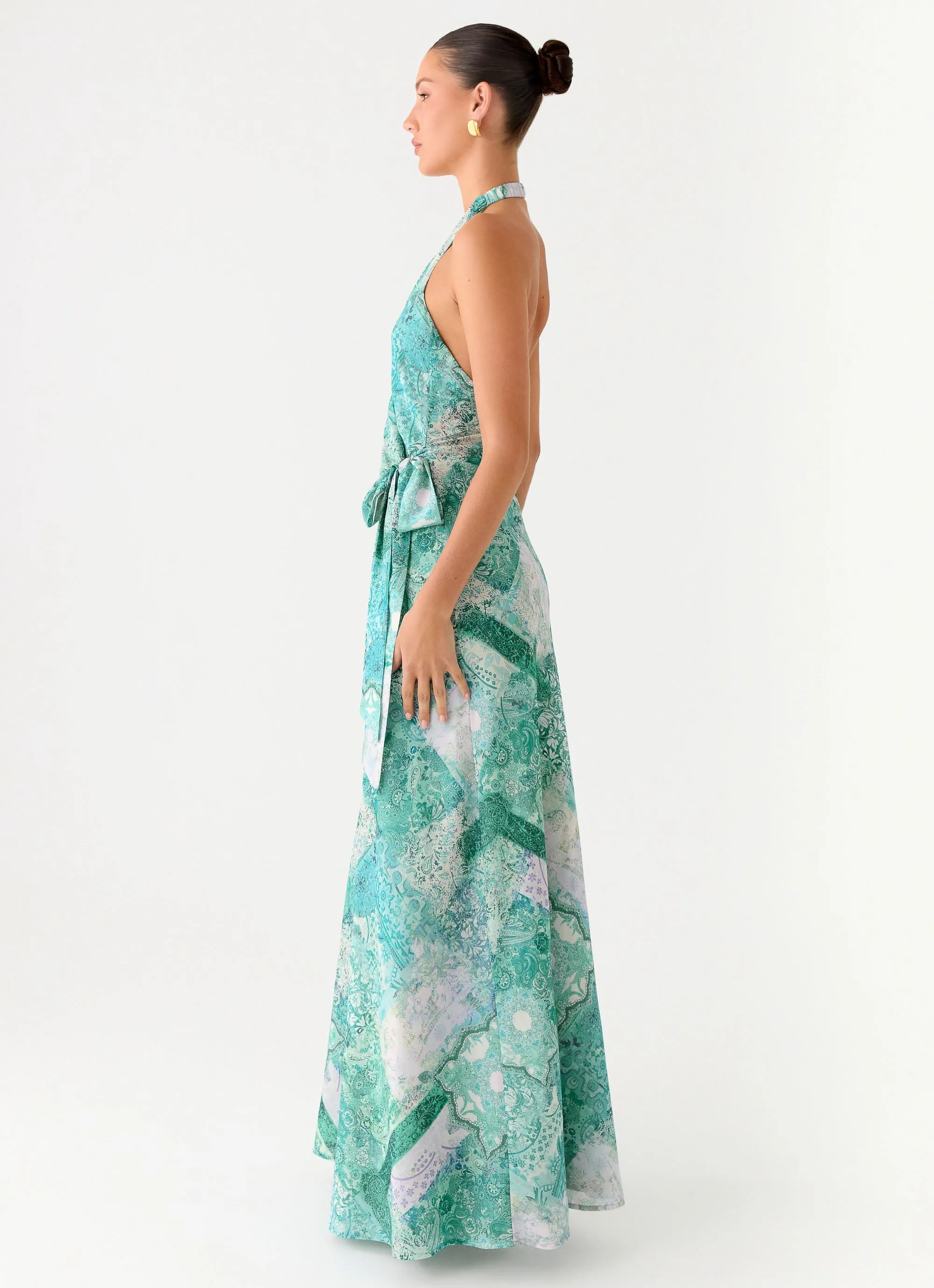 Mood Comfort Fall Comfort So Chic Maxi Dress - Green Paisley