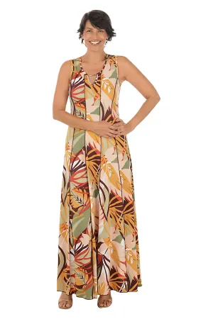 Elegant Look Bold Jungle Sleeveless Seamed Maxi Dress Bold Jungle Sleeveless Seamed Maxi Dress Euro Touch Body Ease