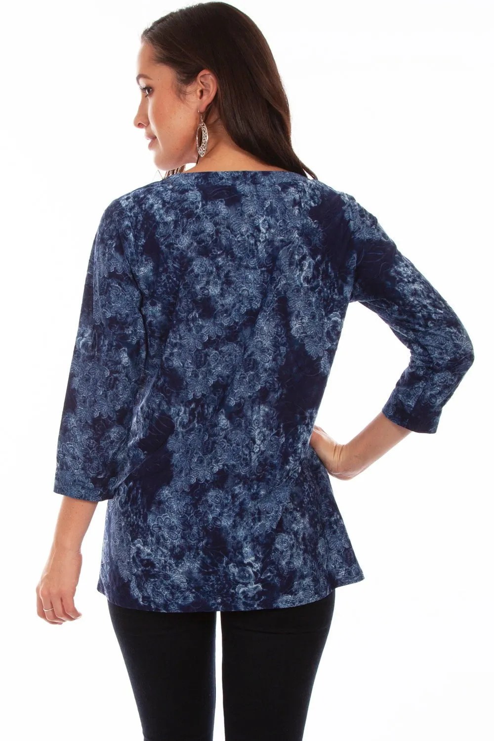 Airflow Ventilation System Scully Womens Navy Polyester Criss-Cross S/S Blouse