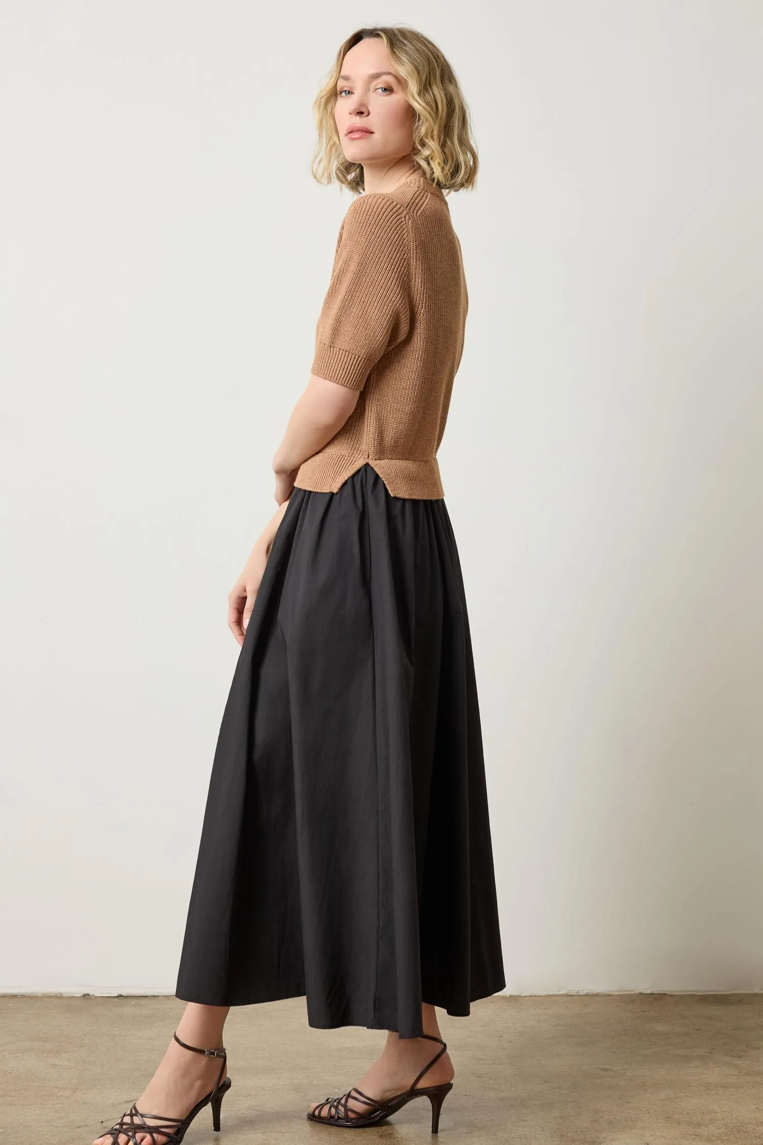 Calm Energy Mixed Media Dress in Acorn
