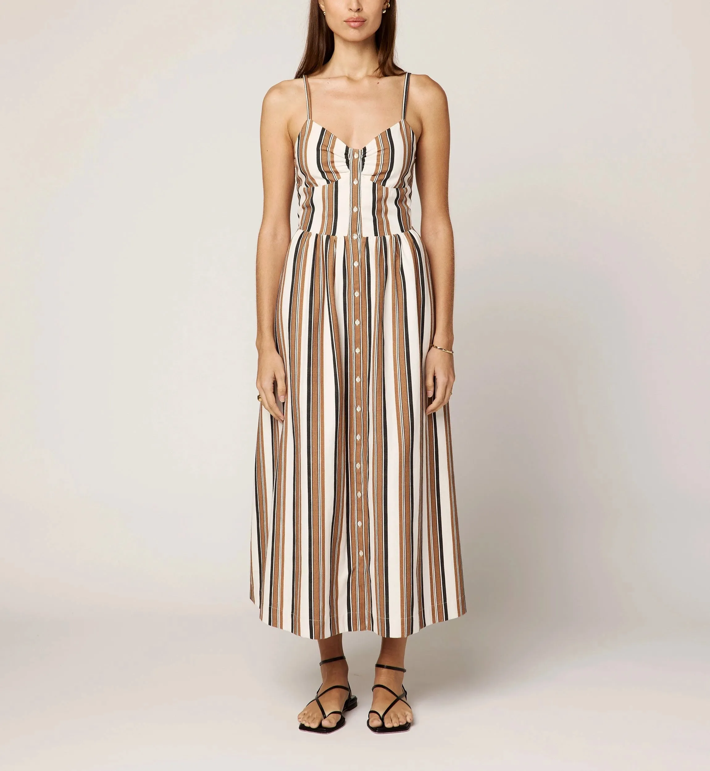 Holly Midi Dress | Giatta Stripe Elegant Fabric