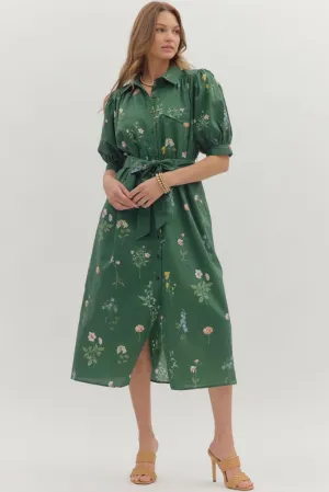 Elegant Waist Design Caroline Floral Tie Waist Midi Dress Caroline Floral Tie Waist Midi Dress High-Fashion Glossy-Finish
