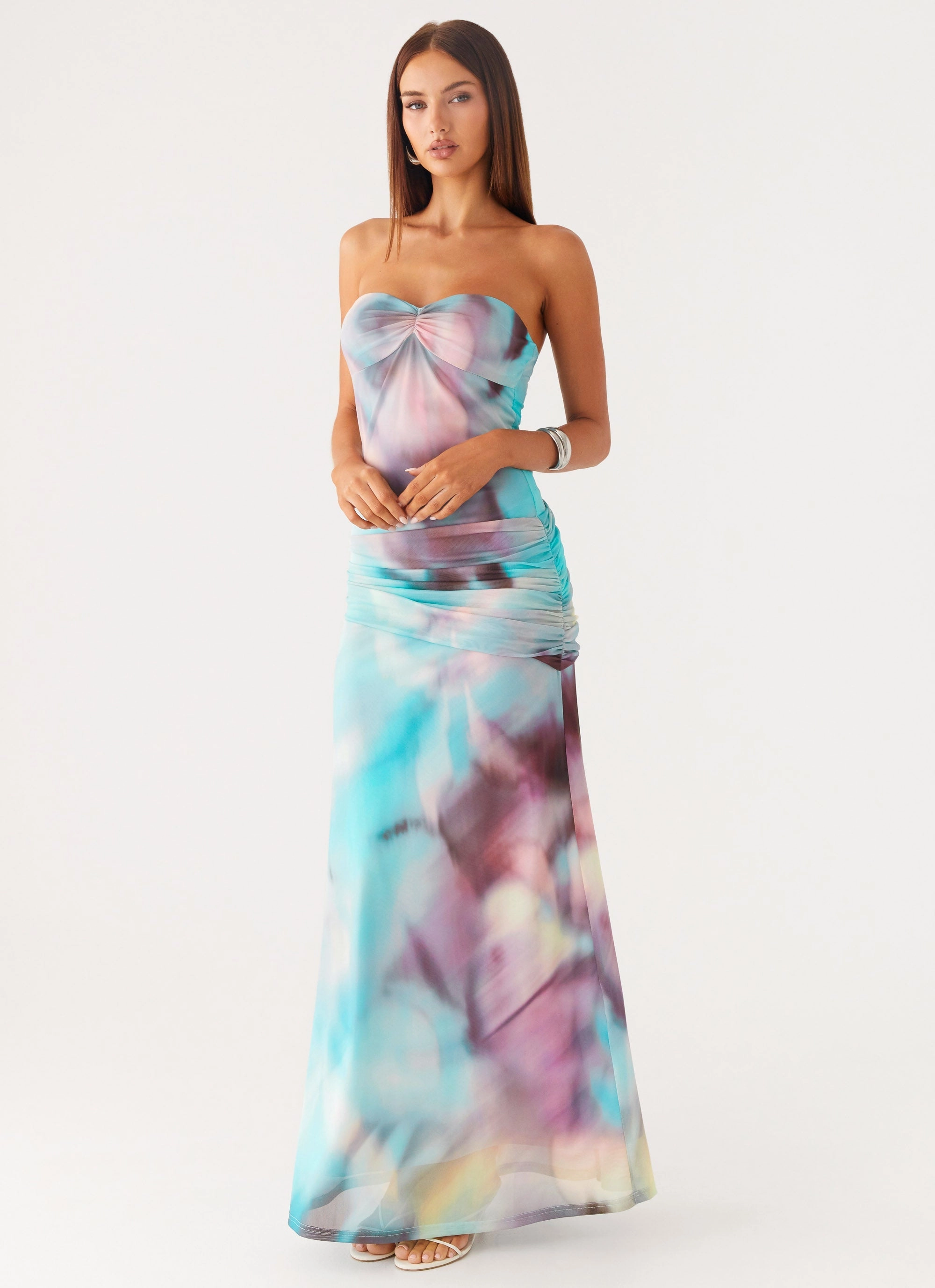 Isle Escape Mesh Maxi Dress - Sea Splash Flowy Texture