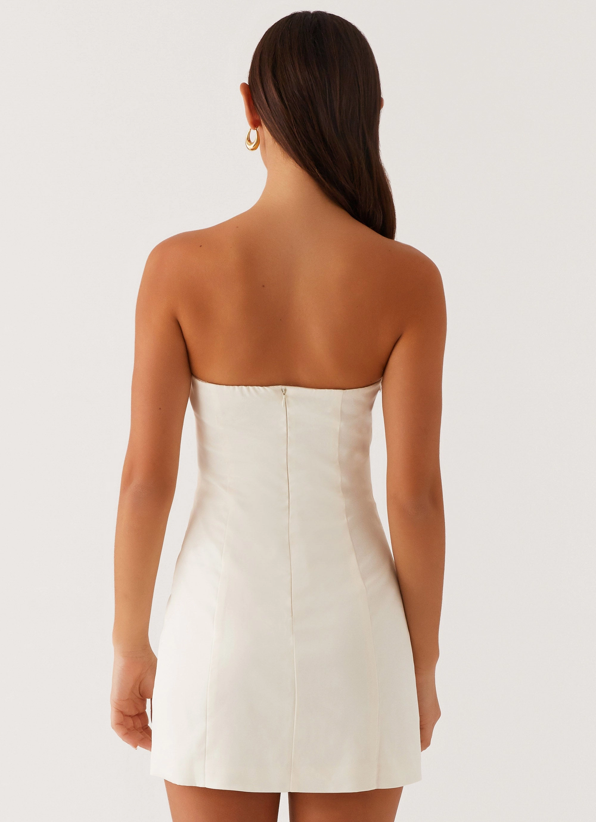 Kessie Mini Dress - Ivory Fluid Fabric Empire-Waist