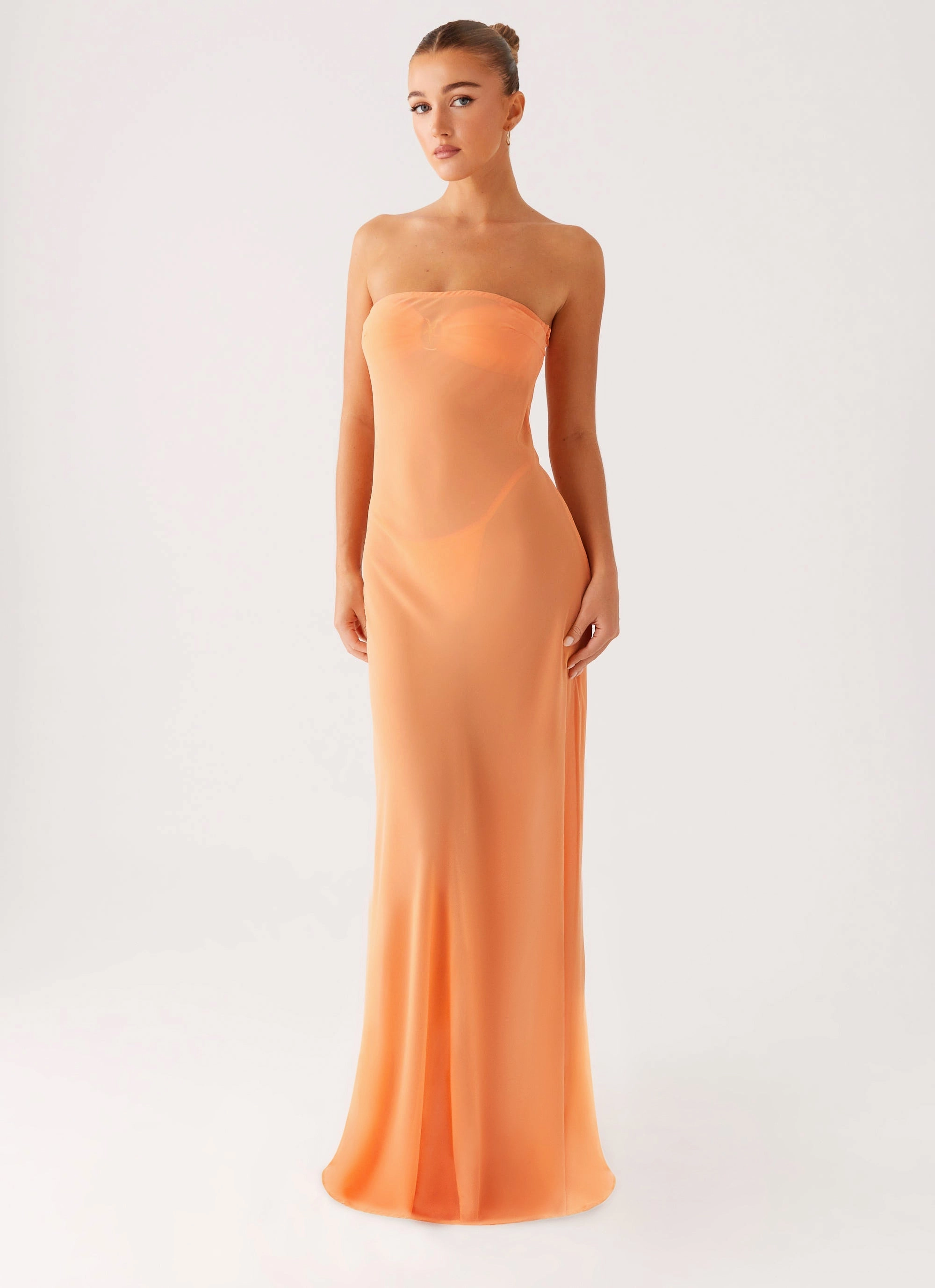 Light Touch Everyday-Comfort Mattie Strapless Maxi Dress - Orange