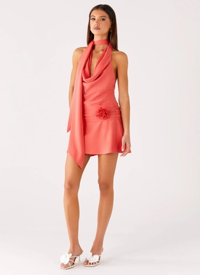Elegant Vibes Kenzie Mini Dress - Coral Kenzie Mini Dress - Coral Feminine Layers Fair-Trade