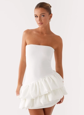 Elegant Vibes Marie Mini Dress - White Marie Mini Dress - White Sophisticated and Relaxed Clear Blush