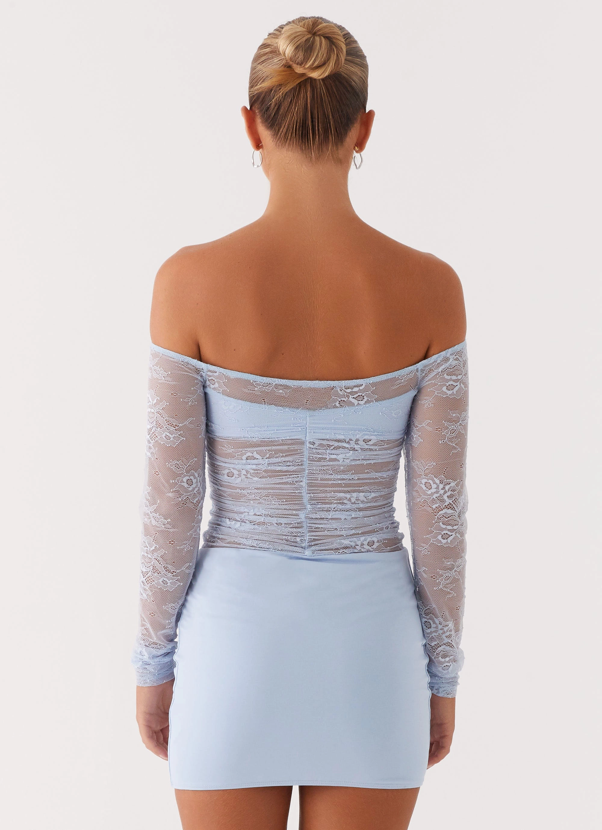 Flattering Shape Design Cozy and Comfortable Collide Lace Mini Dress - Blue