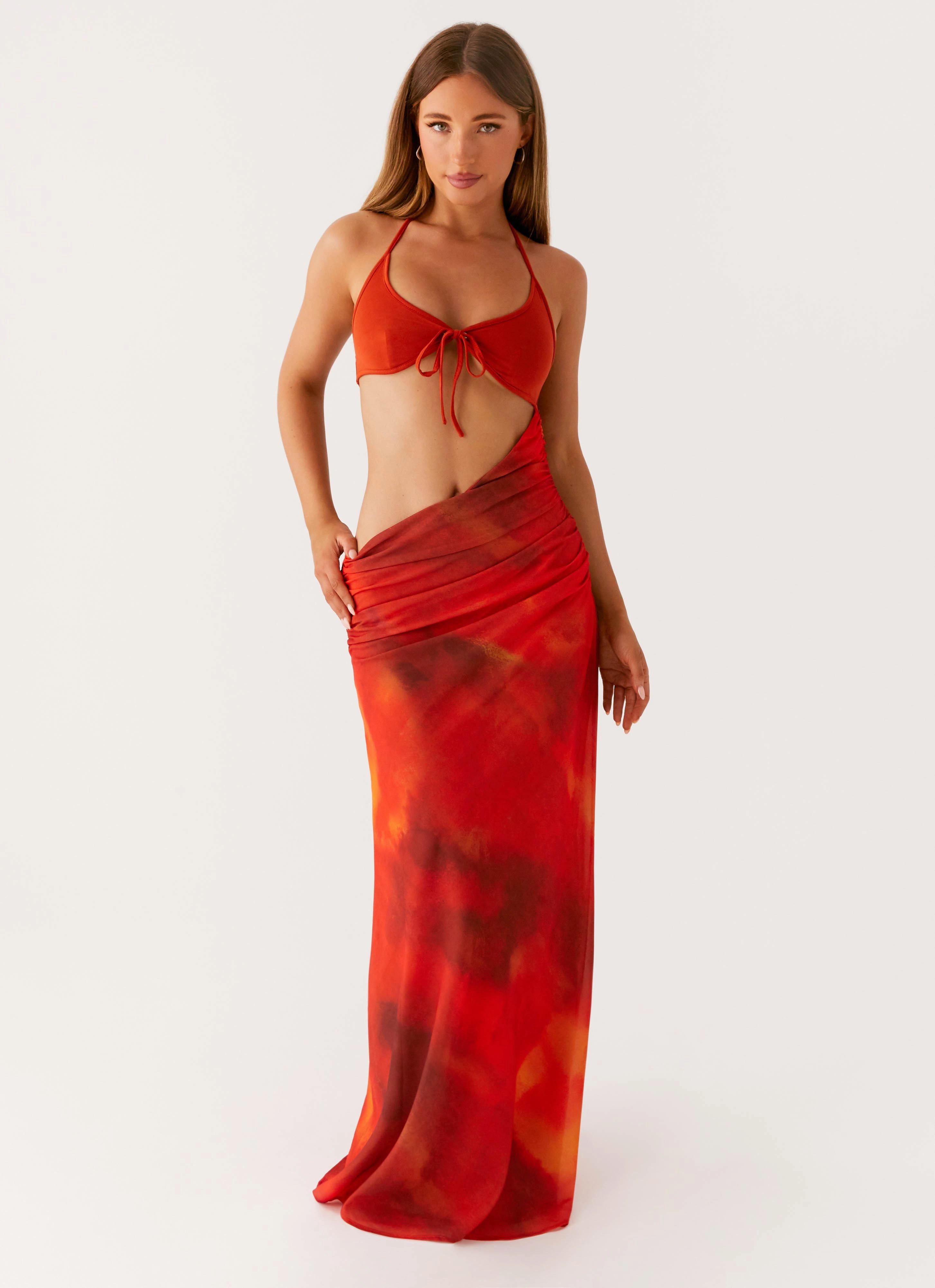 Elixis Maxi Dress - Scarlet Blur Trend Texture