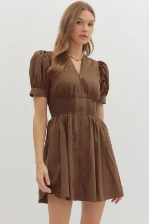 Elizabeth Zip Front Mini Dress Smart Chic Vacation Vibe Textured Flow Elizabeth Zip Front Mini Dress