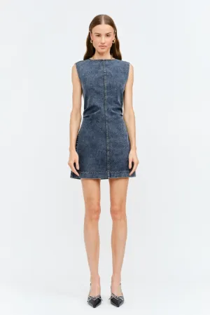 Eloise Denim Mini Dress Leg Elongating Youthful Mood Gentle Look Eloise Denim Mini Dress