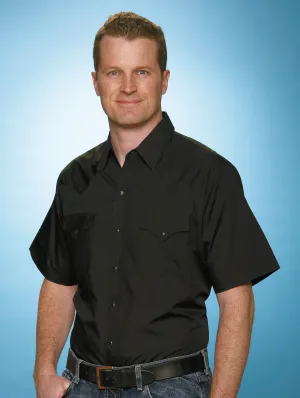 Ely & Walker Mens Solid Black Western Shirt S/S Poly/Cotton Tall Durable Stitching Non Iron Ely & Walker Mens Solid Black Western Shirt S/S Poly/Cotton Tall
